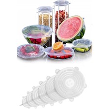 Macgon Silikon Streç Kapak Tazeliği Koruyucu Tencere Tabak Bonesi 6 Adet Saklama Kabı Bonesi