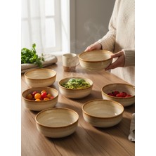 Lia Porselen 6'lı Joker Kase Seti Kahverengi Akıtma File 12 cm