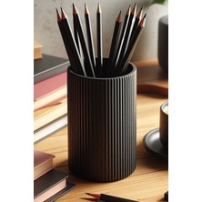 Yapı3D Modern Ribbed Kalemlik – Minimalist Çizgili Masaüstü Kalem Organizer