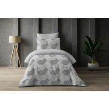 Vionetta Pamuklu Ranforce Lina Gri Lastikli Çarşaflı 2 Yastıklı Tek Kişilik Nevresim Takımı