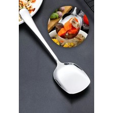 Macgon Pratik 21 cm Paslanmaz Çelik Lüx Servis Salata Kaşığı Spatula | Çelik Yemek Servis Kaşığı - 1 Adet