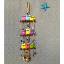 Macgon Renkli Baykuş Duvar Süsü, Dekoratif Bahçe Balkon Süsü