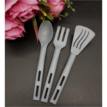 Macgon 3 Parça Salata Servis Seti Gri