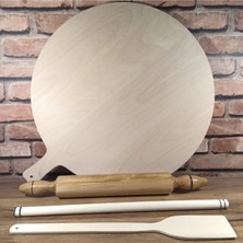 Macgon 50 cm Mdf Hamur Açma Tahtası + Lüks Merdane + Eğilmez Kavak Oklava + 45 cm Bisleğeç