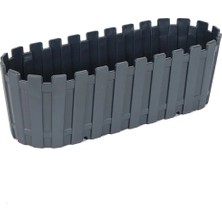 Macgon 40 cm Renkli Akasya Çit Saksı, Antrasit Bahçe Balkon Saksı