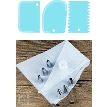 Macgon Pasta Seti Krema Sıkma Torbası 6 Farklı Uç | 3lü Hamur Şekillendirici Kesici Kazıyıcı Pasta Seti