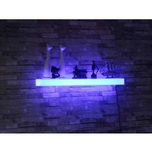 Macgon - Mavi Işıklı 220 Volt Akrilik LED Lambader Duvar Rafı (Pratik Montaj ve 2mt Koblosu)