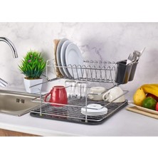 Macgon Iki Katlı Bulaşıklık Bulaşık Sepeti Tezgah Üstü Pratika Bulaşıklık Kurutmalık Krom