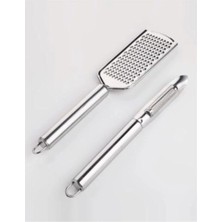 Macgon Paslanmaz Çelik Rende ve Soyacak Peynir Çikolata Zencefil Patates Limon Rende Sebze Soyucu Ikili Set