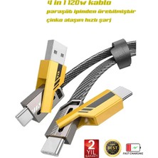 Venüs Shopping 4in1 Pd 65 Watt Type-C/27 Watt iPhone Halat Örgü Kırılmaz Uç 1mt Hızlı Şarj ve Data Kablosu