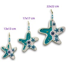 Macgon 3'lü Deniz Yıldızı Nazar Boncuğu Duvar Süsü Dekoratif Obje