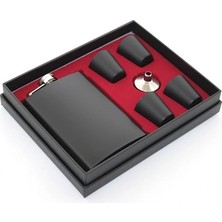 Venüs Shopping Paslanmaz Çelik 4 Shot Bardaklı Matara Seti Siyah Renk