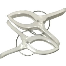 Macgon Beyaz Büyük Boy Şezlong Plaj Havlusu Battaniye Mandalı 6 Adet