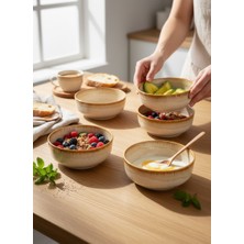 Lia Porselen 4'lü Joker Kase Seti Kahverengi Akıtma File 12 cm