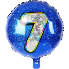 Macgon Rakam Balon, 7 Yazılı Parti Balonu Mavi, 40 cm Renkli Sayılı Balonu