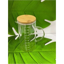 Macgon Cam Borosilikat Bambu Kapak Ölçü Kabı 1000 ml