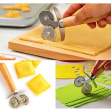 Macgon Hamur Kesici Kazıyıcı 3 Adet ve Ahşap Saplı Hamur Pizza Kesme Ruleti