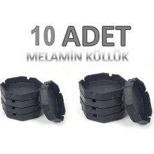 Macgon Siyah Melamin Kül Tablası ,restoran, Cafe Için 10 Adet Küllük