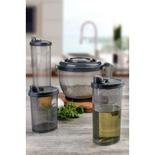 Macgon Kapaklı Mikser Kabı & Yağdanlık Set Füme Renk Plastik