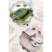 Macgon Katlanabilir Kare Süzgeç + Çift Taraflı Pizza, Börek Kesici Rulet