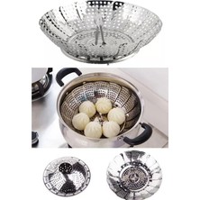 Macgon Katlanabilir Buharda Pişirme Aparatı Haşlama Sepeti Pratik Tencere Içi Haşlama Aparatı