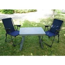 Macgon 3'lü Set Bardaklıklı Katlanır Kamp Sandalyesi 2 Adet + Katlanır Kamp Masası Kamp Masası Seti