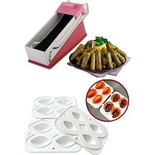 Macgon Pratik Mutfak Yaprak Sarma Makinesi ve Plastik 4 Gözlü Içli Köfte Yapma Aparatı Kalıbı Seti