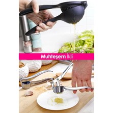 Macgon Pratik Muhteşıkili Set Döküm Narenciye Sıkacağı ve Paslanmaz Çelik Sarımsak Ezici