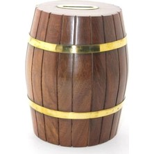 Venüs Shopping Pirinç Ahşap Fıçı Kumbara 15 cm