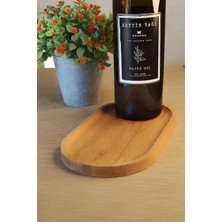 Macgon Oval Doğal Ahşap Yağdanlık Yağlık Altlık Stand