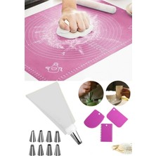 Macgon Hamur Açma Matı 3lü Kazıyıcı ve 9 Uçlu Pasta Krema Torbası Seti