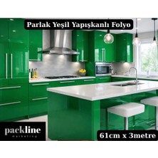 Packline Marketing Parlak Yeşil Yapışkanlı Folyo Mutfak Dolap Mobilya Kaplama Folyosu 61CM x 3m