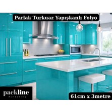 Packline Marketing Parlak Turkuaz Mutfak Dolap ve Mobilya Kaplama Folyosu 61CM x 3m