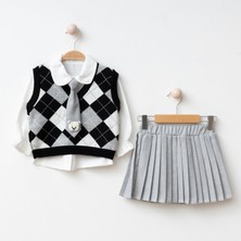 Kız Çocuk Baklava Desenli Triko Yelek – 3 Renk – 2-5 Yaş