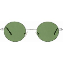 Sanches Extreme Vintage Yuvarlak Polarize Gümüş Güneş Gözlüğü Yeşil Cam V
