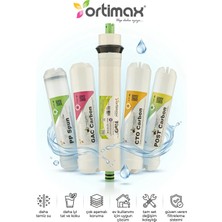 Ortimax 5'li Su Arıtma Filtre Seti – Pp Sediment, Gac, Cto Karbon, Membran ve Post Karbon