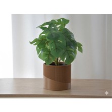 Helis Craft Modern Çift Dokulu Dekoratif Saksı Kılıfı - 12 cm Iç Çaplı - Minimalist Masaüstü Saksı