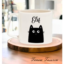 Tanem Kişiye Özel Isimli Kedili Tasarımlı Kişiselleştirilebilir - Seramik Kupa