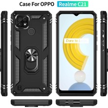 Toyigoo Ieg™  Realme C21 Kılıf Sofya Yüzüklü Silikon Kapak - Siyah