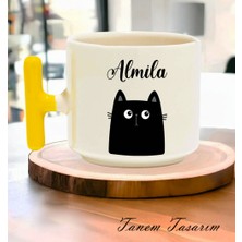 Tanem Kişiye Özel Isimli Kedili Tasarımlı Kişiselleştirilebilir - Seramik Kupa
