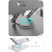 360 Derece Sonsuz Pozisyonda Dönebilen Katlanabilir Metal Alaşımlı Yükseklik ve Açı Ayarlı Kaydırmaz Telefon ve Tablet Standı (Tablet Standı N03)
