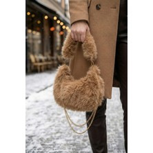 Vivazzaluxe Vintage Peluş Kürk Model Sonbahar, Kış Tote Bag Kadın El, Omuz, Çapraz Çanta