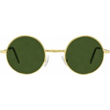 Sanches Extreme Vintage Yuvarlak Polarize Altın Güneş Gözlüğü Yesil Cam