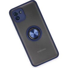 Toyigoo Ieg™  Samsung Galaxy A03 Kılıf Montreal Yüzüklü Silikon Kapak - Lacivert