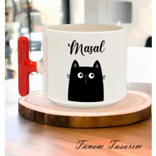 Tanem Kişiye Özel Isimli Kedili Tasarımlı Kişiselleştirilebilir - Seramik Kupa