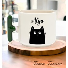 Tanem Kişiye Özel Isimli Kedili Tasarımlı Kişiselleştirilebilir - Seramik Kupa