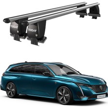 Today Auto Royal Peugeot 308 Station Wagon (2021 ve Sonrası) Uyumlu Gri Kilitli Ara Atkı Port Bagaj Tavan Barı
