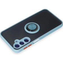 Toyigoo Ieg™  Samsung Galaxy M34 5g Kılıf Montreal Yüzüklü Silikon Kapak - Buz Mavi
