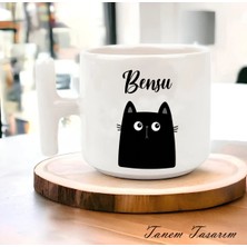 Tanem Kişiye Özel Isimli Kedili Tasarımlı Kişiselleştirilebilir - Seramik Kupa