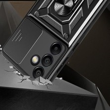 Galaxy S25 Fe ile Uyumlu Kılıf Sürgülü Siyah Panther Yüzüklü Silikon Orijinal (Galaxy S25 Fe ile Uyumlu, Sürgülü Siyah)